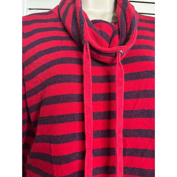Chaps classic red/navy striped cowl neck knit top S Perfect for fall Cotton blen - Picture 2 of 4